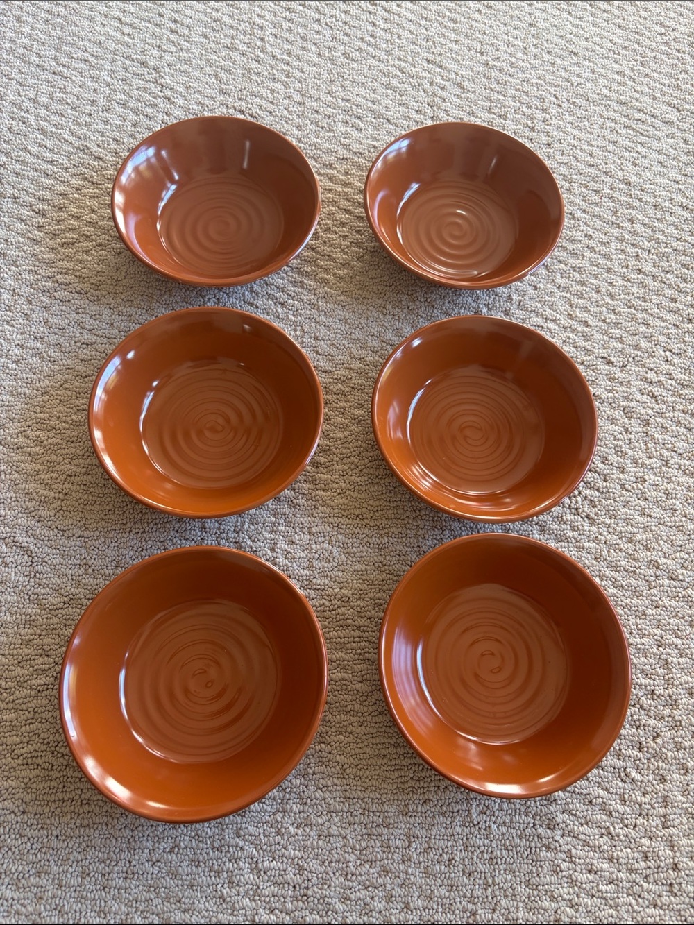 Set of 6 Melamine Bowls - Warm Orange/Rust Dining Bowls